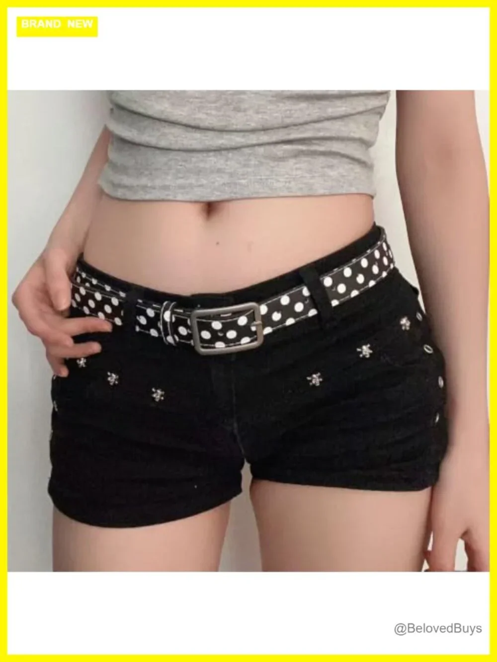 Vintage Polka Dot PU Leather Waist Belt Retro 2000s Accessory Women's